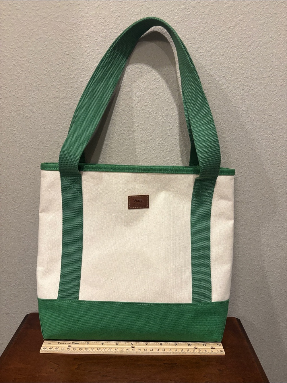Vans Green and Off-White Canvas Tote EUC